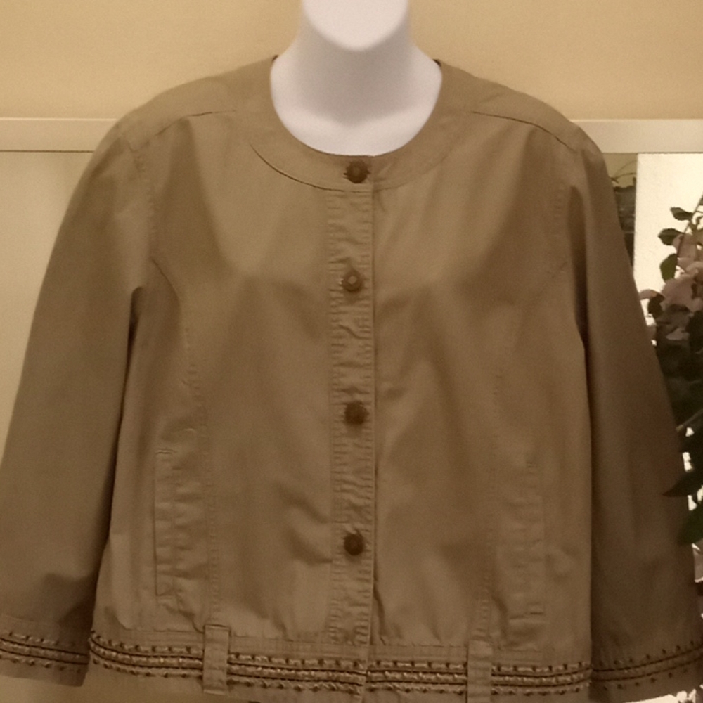 Hearts of Palm Cotton Beaded Jacket- Size 14